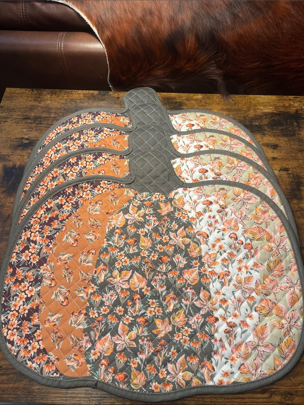Rachel Zoe Quilted Pumpkin Placemat Set - Autumn Floral